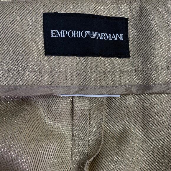 EMPORIO ARMANI Size M Gold Metallic Notch Lapel Pantsuit - Picture 10 of 10